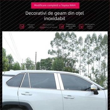 Bandă decorativă din oțel inoxidabil pentru ferestrele Toyota RAV4 (2020–2021)