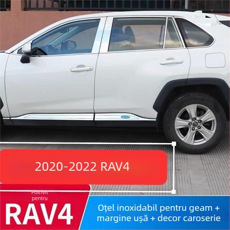 Bandă decorativă din oțel inoxidabil pentru ferestrele Toyota RAV4 (2020–2021)