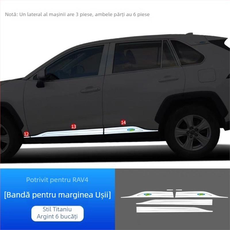 Bandă decorativă din oțel inoxidabil pentru ferestrele Toyota RAV4 (2020–2021)