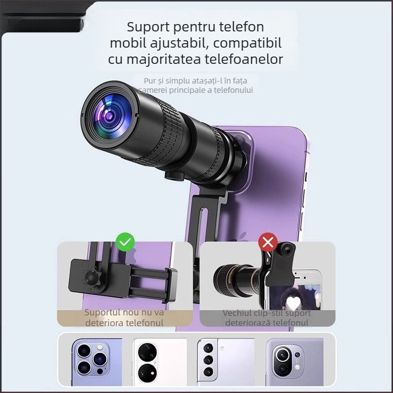 Lentilă teleobiectiv pentru smartphone, telescop extern cu zoom pentru înregistrări de concerte, compatibil Halebor