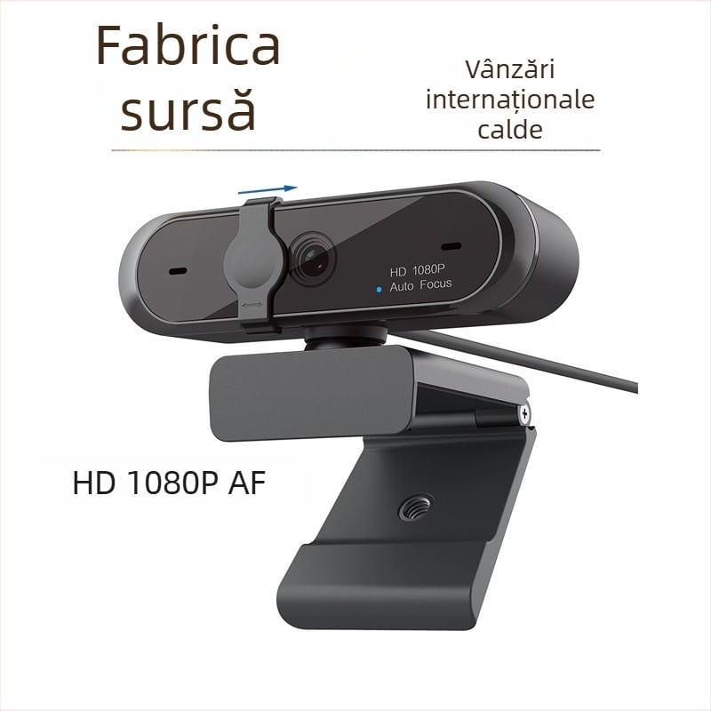 Webcam USB M9 cu capac de confidențialitate și autofocus, 1080p HD, 30fps, USB 2.0, senzor CMOS 2MP