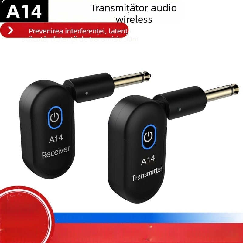 A14 transceiver audio wireless pentru chitară electrică, sistem audio pentru chitară compact cu emițător și receptor mini, carcasă ABS