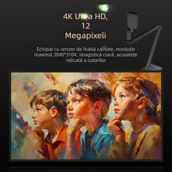 Cameră USB cu microfon încorporat pentru predare live și înregistrare micro-lecții; 4K Ultra HD, senzor 12 MP, 30 FPS, autofocus