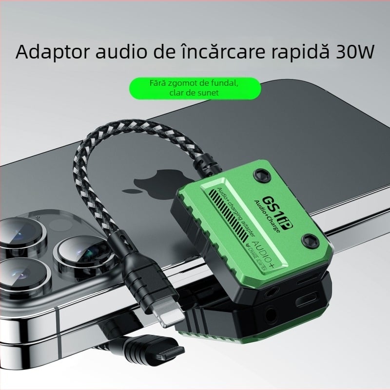 Plextone GS1 ip-30W Lightning convertor de sunet două în una pentru ascultare și încărcare în timpul jocurilor pe telefonul mobil