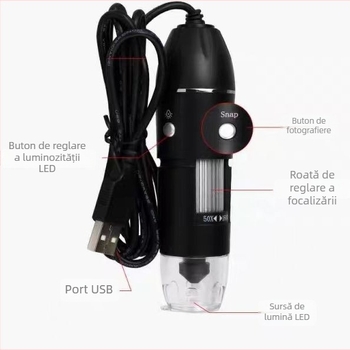 Microscop digital pentru știință și educație, cu mărire 1000x, iluminare LED, portabil