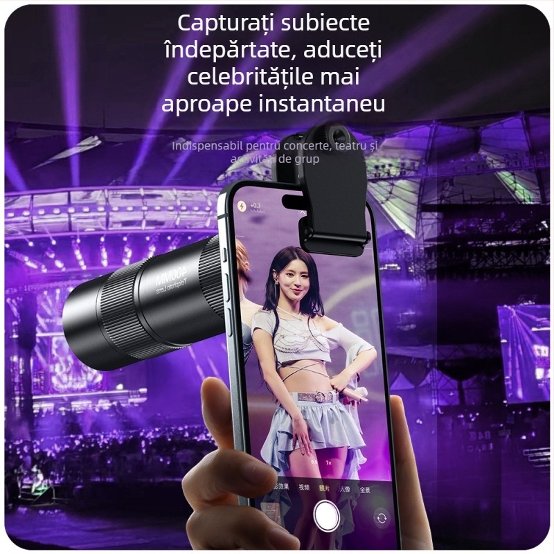 Obiectiv teleobiectiv pentru telefon 400 mm pentru portrete de la concerte; compatibil cu telefoane mobile; sticlă optică + aliaj de aluminiu; brand JOVOCN