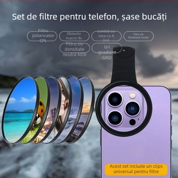 Set filtre pentru telefonul mobil cu polarizator CPL, filtru ND, design clip-on, 8 straturi de acoperire