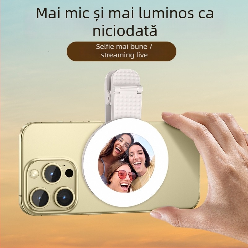 Lampa de selfie cu oglindă, dual-use, portabilă și pliabilă, reîncărcabilă, model TH-260