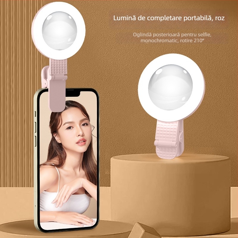 Lampa de selfie cu oglindă, dual-use, portabilă și pliabilă, reîncărcabilă, model TH-260