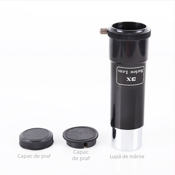 3x Barlow lentilă pentru telescop astronomic – accesoriu, construcție din plastic, compatibil cu ocularele standard