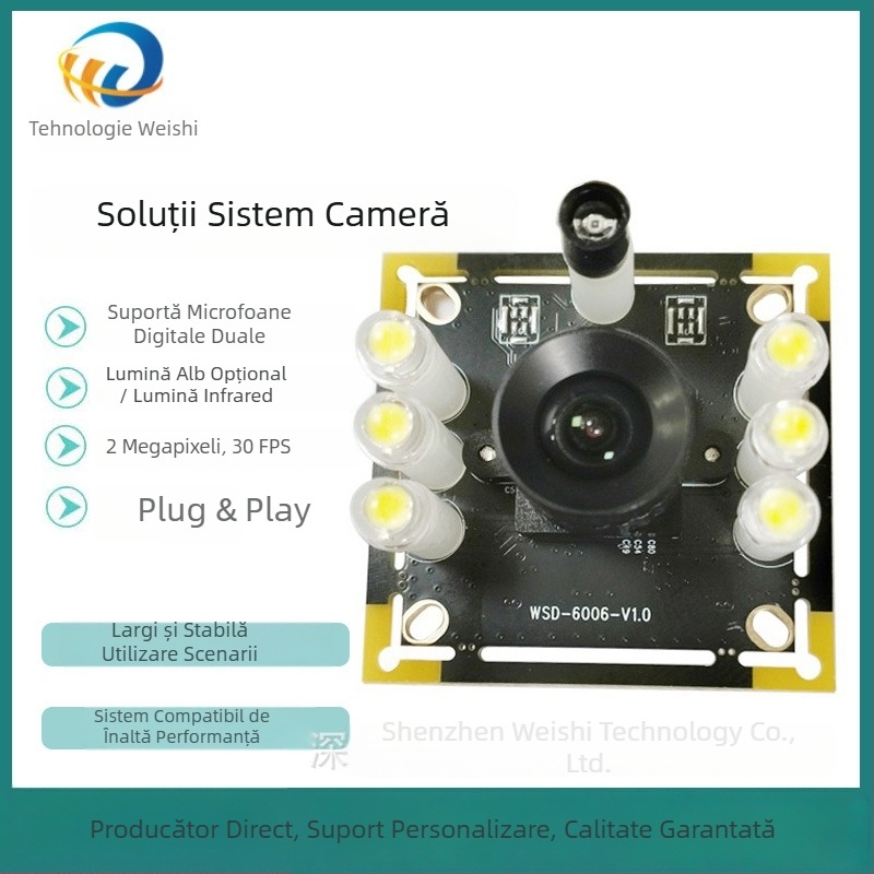 Modul de cameră USB cu microfon încorporat, 2 MP, 1080p, 30 FPS, USB 2.0, focalizare manuală, fără driver, obiectiv unghi larg