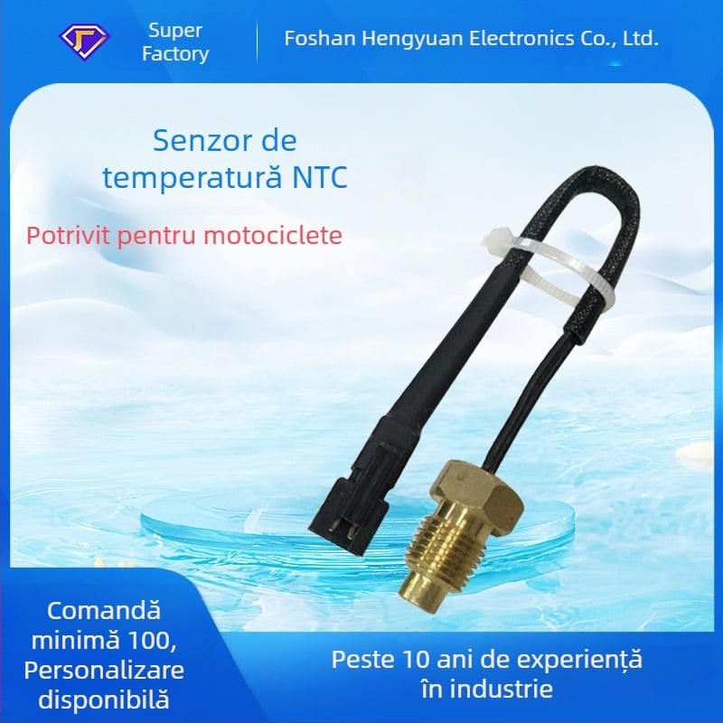 Senzor de temperatură cu termistor, sondă din alamă filetata, 50K 3950, HY-TB073-SM-2A-50K pentru temperatura apei motocicletei