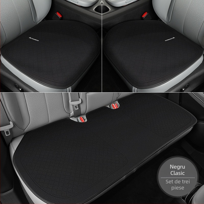 Set covoară șezut auto pentru toate anotimpurile, format din trei piese, țesătură antiderapantă din poliester și PET, respirabil vara, izolație termică iarna