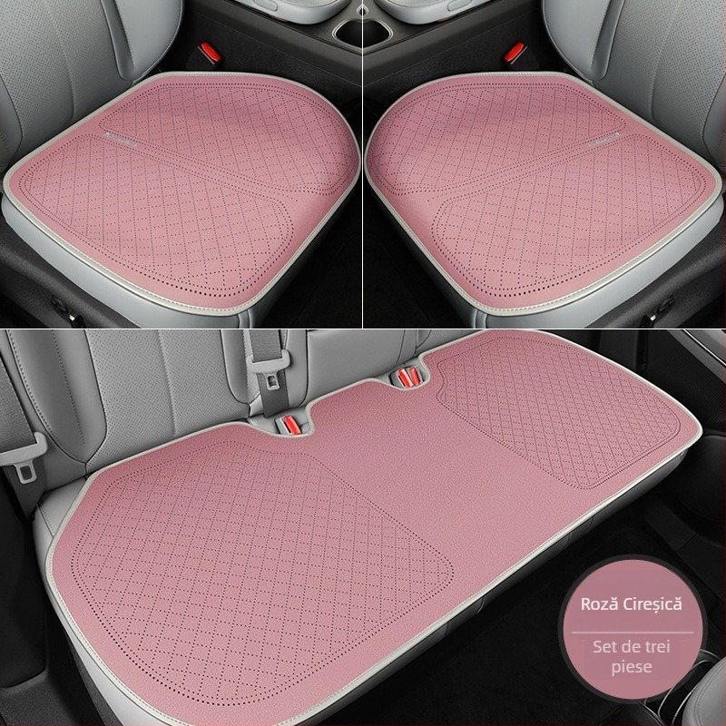 Set covoară șezut auto pentru toate anotimpurile, format din trei piese, țesătură antiderapantă din poliester și PET, respirabil vara, izolație termică iarna