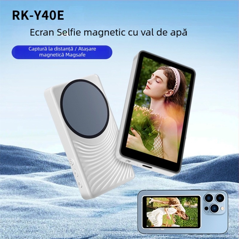 Dispozitiv fără fir, magnetic, pentru oglindire ecran selfie cu streaming live, model Y40E, compatibil cu Apple și Android