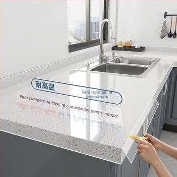 Protecție PVC pentru blat de bucătărie pentru suprafețe din marmură/quartz – rezistent la temperaturi înalte, impermeabilă, rezistentă la ulei