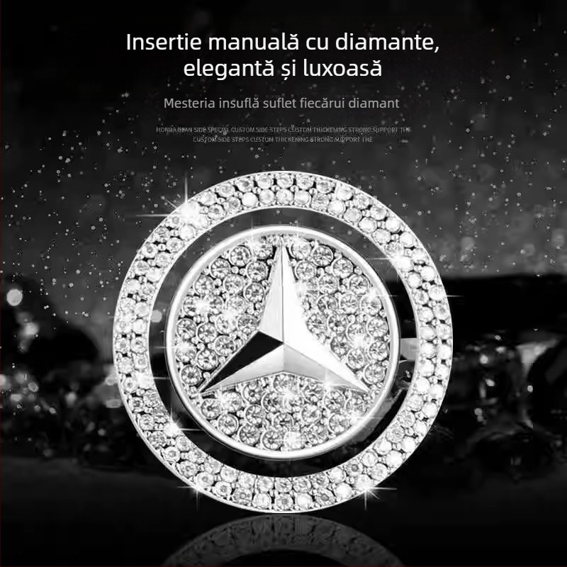 Buton de pornire auto cu un singur clic – plachetă decorativă și capac de protecție pentru întrerupătorul de aprindere, cu inel cu diamante pentru interior