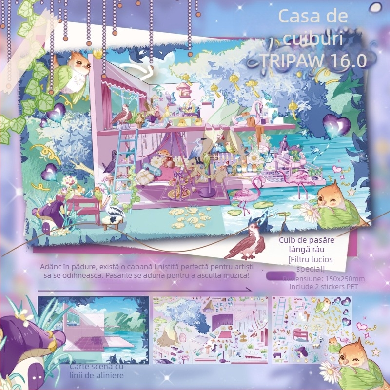 Set de stickere pentru scene cu pisică cu trei picioare – seria Living Small House, stickere de peisaj (Meow Meow) (Personalizabil; Marcă: Other; Pixeli total: Other)