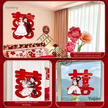 Set 3D de autocolante pentru nunta, pentru uși și intrări — decorațiuni cu temă de nuntă pentru uși și pereți, 10.000 dpi