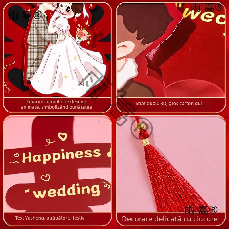 Set 3D de autocolante pentru nunta, pentru uși și intrări — decorațiuni cu temă de nuntă pentru uși și pereți, 10.000 dpi