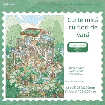 Set de autocolante 3D pentru scenă dioramă — colț de vindecare cu case mici de așezat — prelucrare personalizată disponibilă