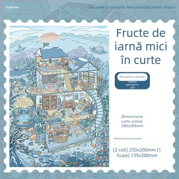 Set de autocolante 3D pentru scenă dioramă — colț de vindecare cu case mici de așezat — prelucrare personalizată disponibilă