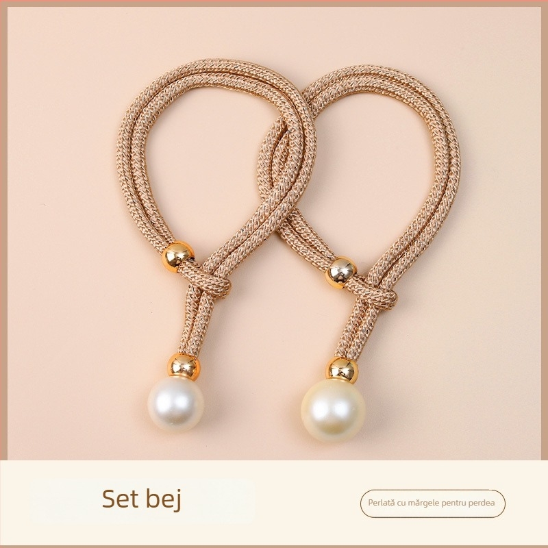 Legături pentru perdea cu perle, accesorii din țesătură pentru perdea, stil simplu și modern