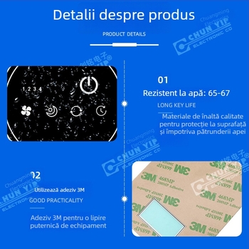 Comutator membrană PET cu suprafață tactilă capacitivă și panou de control din acrilic, imprimare silkscreen, pentru echipamente medicale