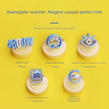 Cameră pentru copii cu imprimare coloră și conectivitate la telefon (Model Z269; 4.8 MP; Stocare TF card; Carcasă ABS; 6 ore baterie)