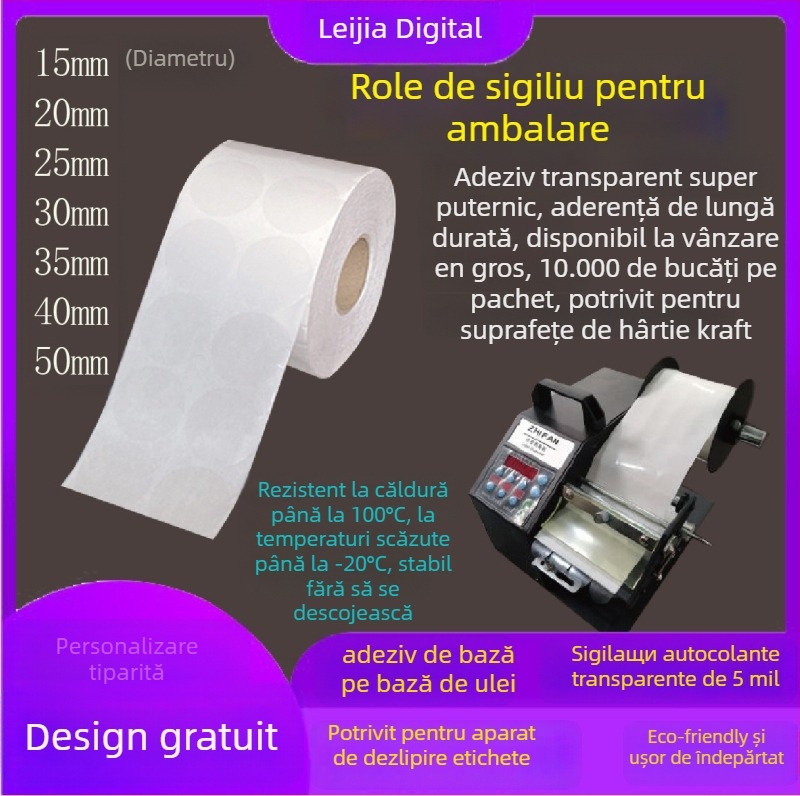 Etichetă circulară transparentă BOPP cu adeziv pe bază de ulei, suport plasat, tăiere rotativă