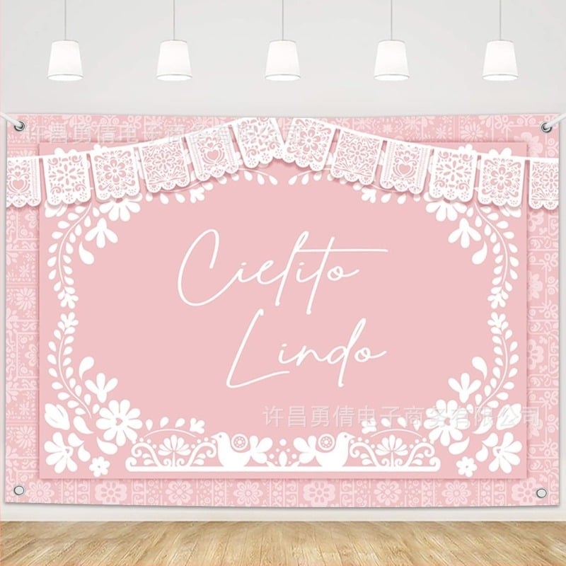 Qian Țesătură de fundal din vinil – decor pentru baby shower, stil mexican, fundal pentru fotografie de peisaj, 150 g