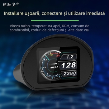 HUD auto cu afișaj cu proiecție și coduri de diagnostic – model tca01; rezoluție 320x240; alimentare prin interfața OBD; intrare: datele mașinii; material PC+ABS; marcă Tuchi'an