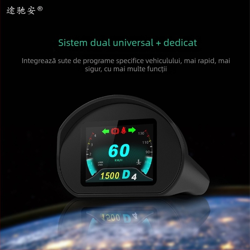 HUD auto cu afișaj cu proiecție și coduri de diagnostic – model tca01; rezoluție 320x240; alimentare prin interfața OBD; intrare: datele mașinii; material PC+ABS; marcă Tuchi'an