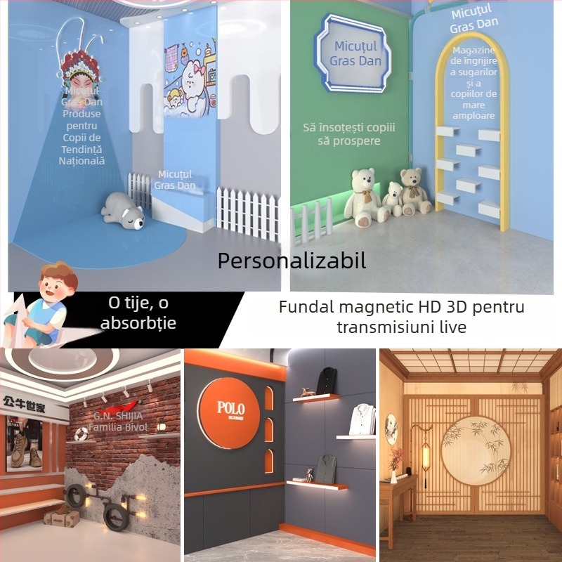 Fundal 3D pentru studio live | Tapet de fundal cu prindere magnetică detașabilă | Brand Hui Photography | Mărci private autorizate: Da