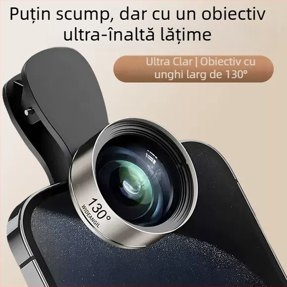 Desnai Obiectiv extern pentru telefon – Obiectiv ultra-wide pentru fotografiere și streaming live, compatibil universal cu Apple și Huawei