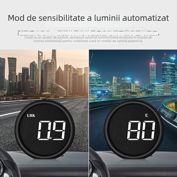 Display HUD pentru automobil – Instrument OBD II cu viteză, consum de combustibil și temperatură a apei – Model B1, ABS+PC, alimentare USB