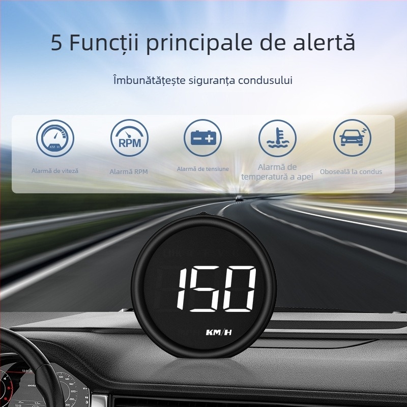 Display HUD pentru automobil – Instrument OBD II cu viteză, consum de combustibil și temperatură a apei – Model B1, ABS+PC, alimentare USB