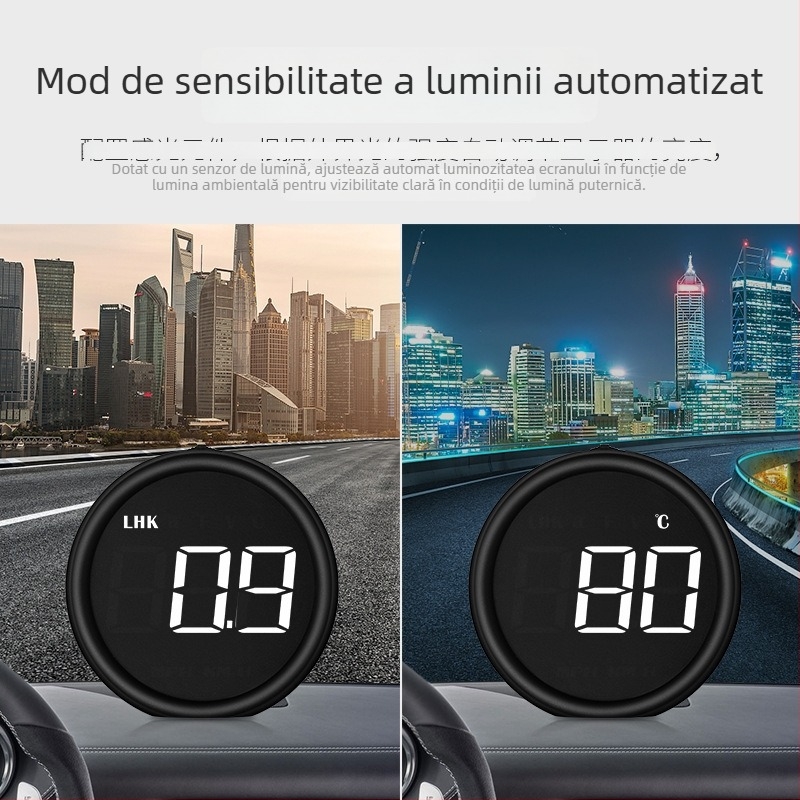 Display HUD pentru automobil – Instrument OBD II cu viteză, consum de combustibil și temperatură a apei – Model B1, ABS+PC, alimentare USB