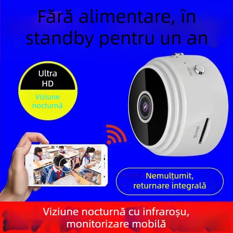 Cameră de interior wireless, cu HD și vizionare pe timp de noapte, instalare fără cabluri