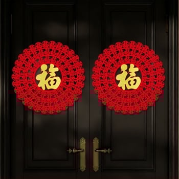 Etichete Fu pentru ușă și fereastră pentru Festivalul de Primăvară – decor din felt, stil chinezesc, cadou ideal pentru noua locuință