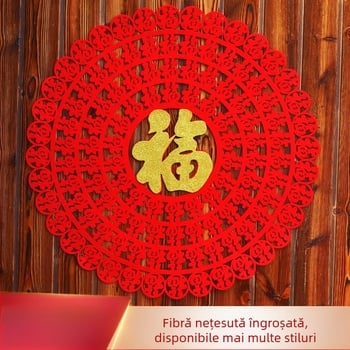 Etichete Fu pentru ușă și fereastră pentru Festivalul de Primăvară – decor din felt, stil chinezesc, cadou ideal pentru noua locuință