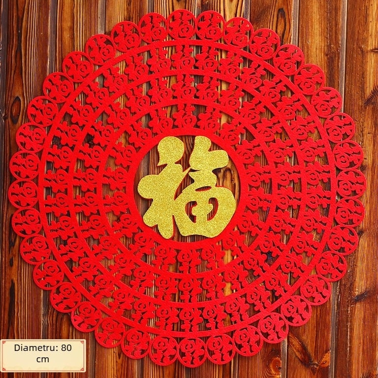 Etichete Fu pentru ușă și fereastră pentru Festivalul de Primăvară – decor din felt, stil chinezesc, cadou ideal pentru noua locuință