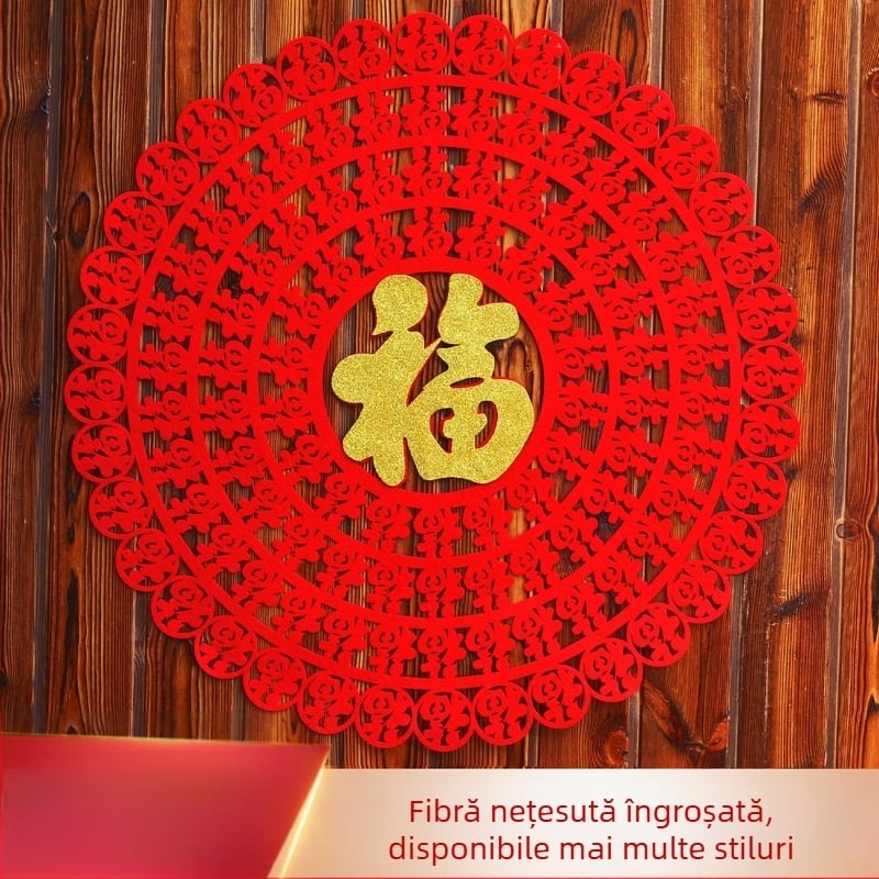 Etichete Fu pentru ușă și fereastră pentru Festivalul de Primăvară – decor din felt, stil chinezesc, cadou ideal pentru noua locuință