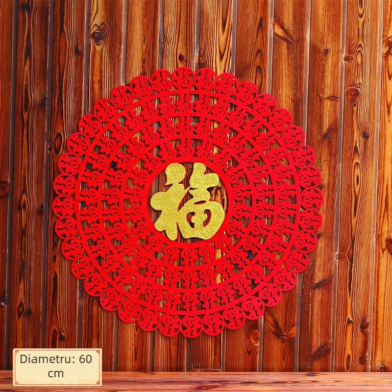 Etichete Fu pentru ușă și fereastră pentru Festivalul de Primăvară – decor din felt, stil chinezesc, cadou ideal pentru noua locuință