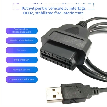 Instrument de diagnoză auto, cablu USB-A la OBD2 femelă, extensie OBD2, 12V, 80°C, model 1MUSB AM-OBD