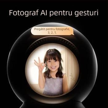 Cameră inteligentă de interior pentru supraveghere, cu acoperire 360° și vizionare nocturnă (1080p, obiectiv de 4mm, stocare în cloud)