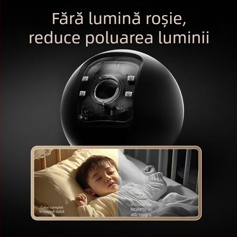 Cameră inteligentă de interior pentru supraveghere, cu acoperire 360° și vizionare nocturnă (1080p, obiectiv de 4mm, stocare în cloud)