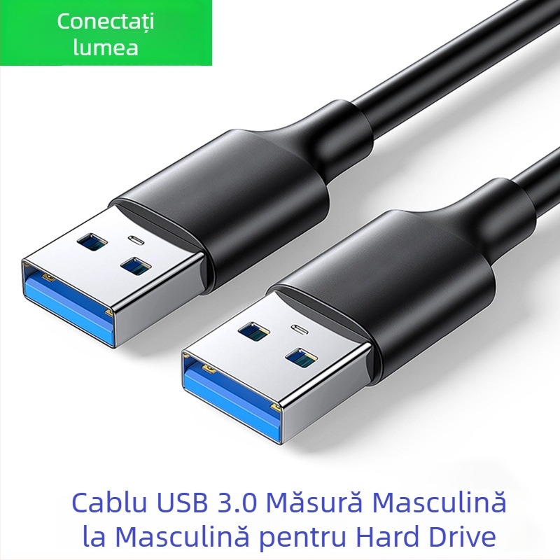 Cablu USB 3.0 A-male la A-male pentru PC/notebook, transfer rapid, nucleu din cupru