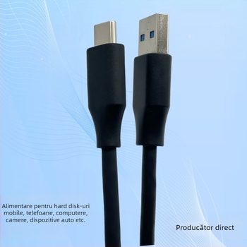 Cablu USB-A la USB-C 3.0, 0,3 m, ecranat, pentru dispozitive mobile și hard diskuri externe, până la 60W (3A/20V)