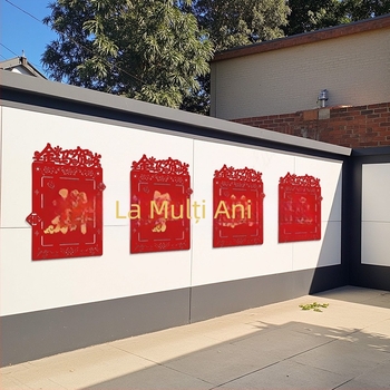 Deco de perete exterior pentru gardul curții, 2026 Anul Căluț, material catifelat, stil chinezesc, decor pentru Festivalul de Primăvară